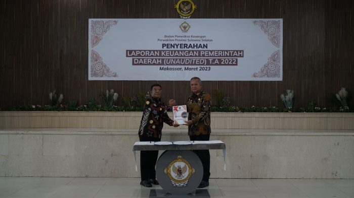 Bupati Luwu Serahkan LKPD Unaudited T.A. 2022 ke BPK RI Perwakilan Sulsel